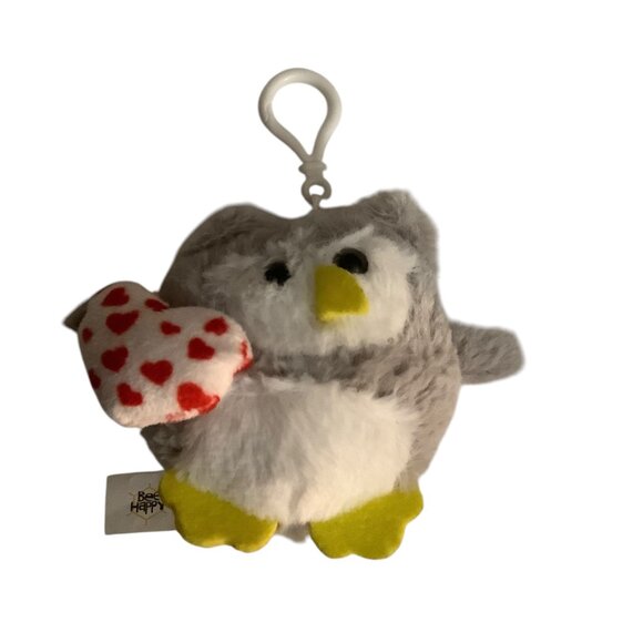 Valentine’s Day Bee Happy Plush Owl Keychain With Heart & Clip For Ages 3+ 4.5" - Picture 6 of 6